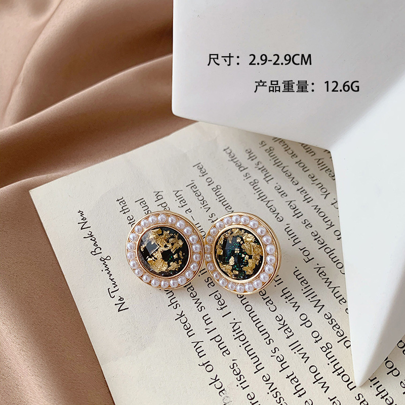 Pearl Earrings, Geometric Round Earrings, Korean Dongdaemun Earrings, Simple Ear Clips, Elegant and Suitable for Commuting