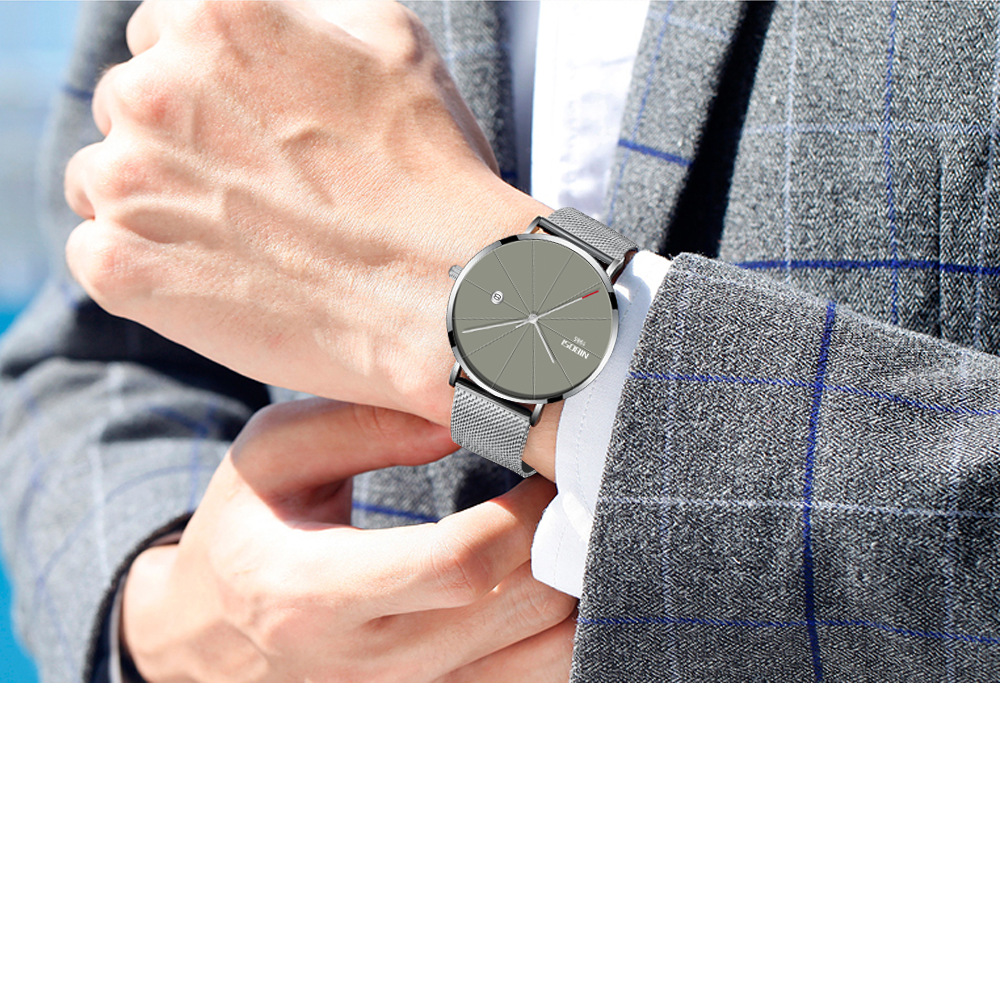 Nibosi comercio electrónico transfronterizo europeo y americano moda de hombres y mujeres moda WeChat reloj pareja correa de malla reloj de cuarzo casual