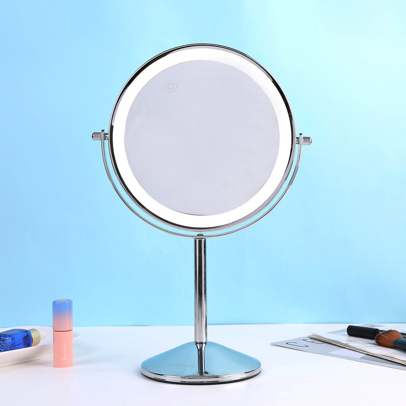 8-pulgadas de maquillaje espejo con luz LED de escritorio de doble cara de luz de relleno de escritorio Espejo de Belleza HD ampliada Europea espejo