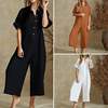 Summer sexy overall, long trousers for leisure, with short sleeve, oversize