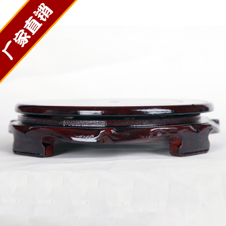 Rotatable Green Laurel Brassware Ornaments Base Flower Pot Vase Fish Tank Stone Base Tray Round Wooden Bracket