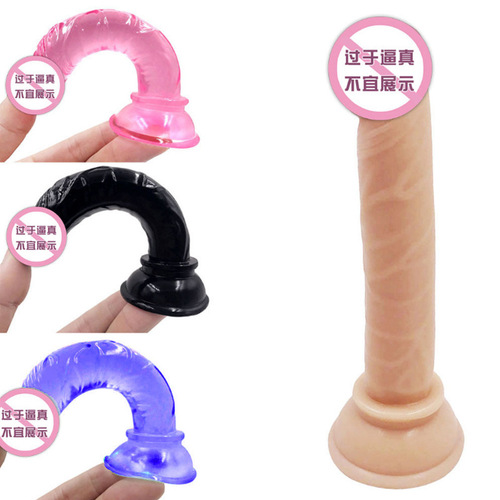 Miniature Trumpet Female Fake Penis Colorful Manual Crystal Realistic Suction Dildo Adult Female Self-pleasuring Device 