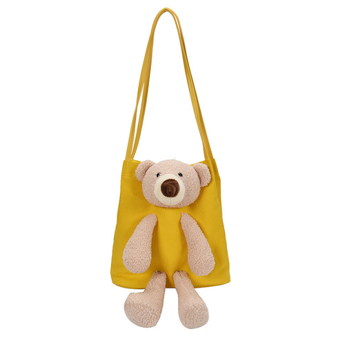 Summer small bag for women 2024 new trendy Korean style cute bear casual canvas bag shoulder handbag for girls