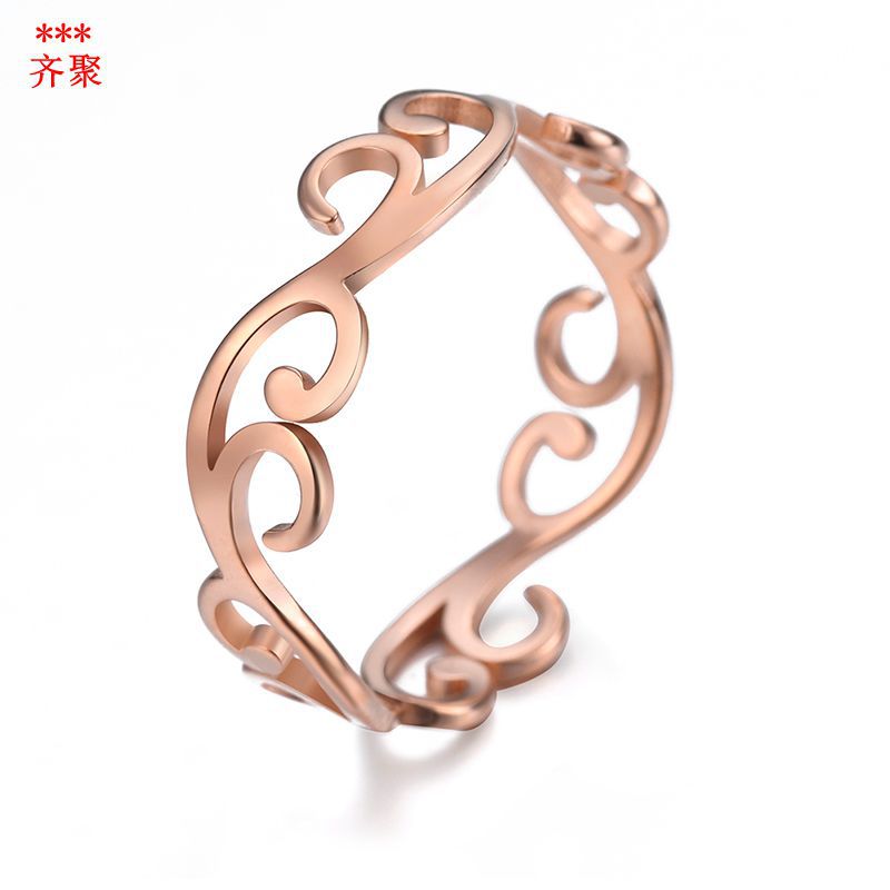Japanese and Korean Trendy Cross-Border Hand Accessories New Creative Personalized Ring Titanium Steel Women's Hollow Tree Rattan Ring Exquisite