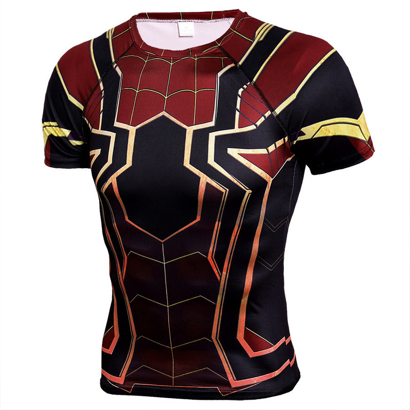 Spider-Man Tight Clothes Infinity War Fitness Clothes Sports Quick-drying Clothes Marvel Short-sleeved T-shirt for Men