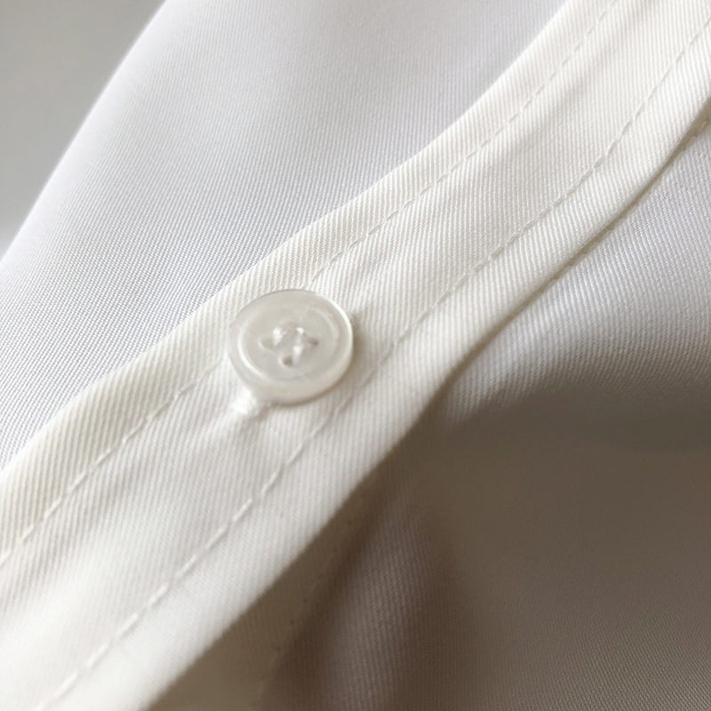 Yan doble camisa para mujer 2024 primavera nuevo coreano elegante color sólido simple elegante camisa de manga larga solapa para mujer 0895