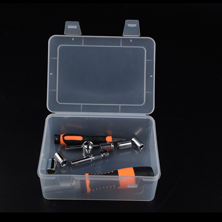 Caja de plástico rectangular pp caja de plástico transparente de alta transparencia caja de almacenamiento de piezas caja de herramientas caja de componentes con tapa engrosada