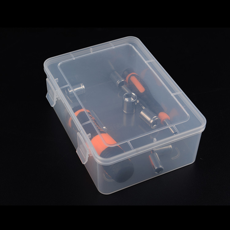 Caja de plástico rectangular pp caja de plástico transparente de alta transparencia caja de almacenamiento de piezas caja de herramientas caja de componentes con tapa engrosada