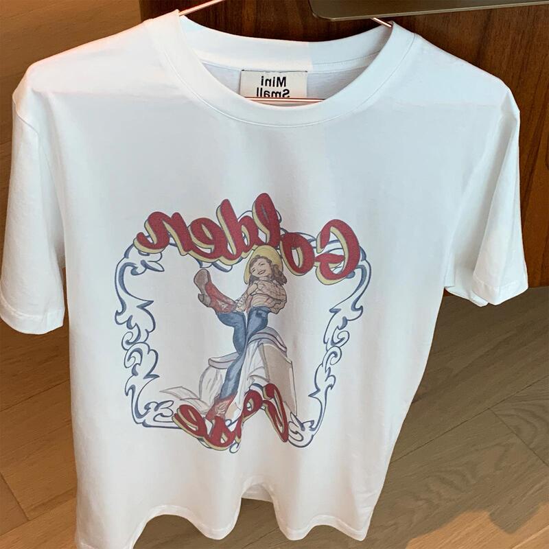 in stock/MS Short-sleeved T-shirt Women's ins Trendy Net Casual All-match Top Women's Summer BM Wind Western Bond Girl T