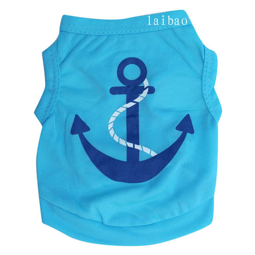 Pet Clothes Dog Clothing Polyester Blue Print Anchor Pet Vest Wholesale Spring and Summer Couple New Style