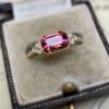 Golden jewelry, ruby stone inlay, zirconium, wedding ring, wish, European style