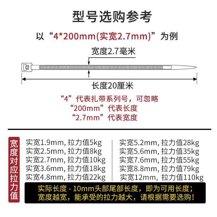 Cinta de atadura de cables de nylon al por mayor 3*150*4*200*5*250*8*300
