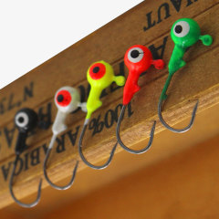 Spinning lure hook with barbed hook, 1g-7g colorful paint double-eyed lead head hook, soft bait/soft worm hook, bulk/50 pieces set