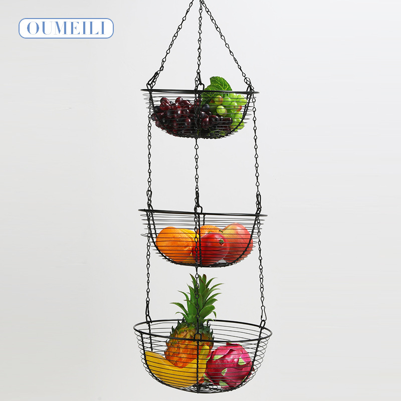 Cesta de fruta de hierro de estilo europeo creativo de tres capas desmontable cuenca de frutas cesta de almacenamiento de frutas cuna de frutas decoración del hogar