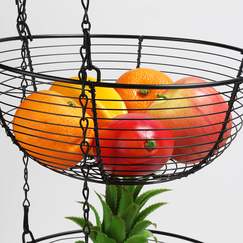 Cesta de fruta de hierro de estilo europeo creativo de tres capas desmontable cuenca de frutas cesta de almacenamiento de frutas cuna de frutas decoración del hogar