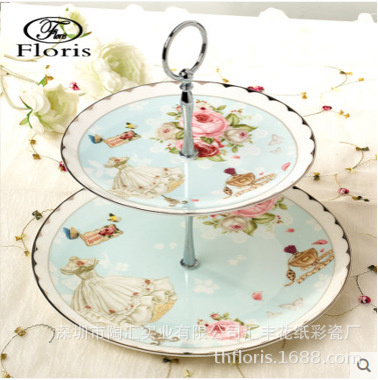 Plato de fruta de encaje romántico de doble capa