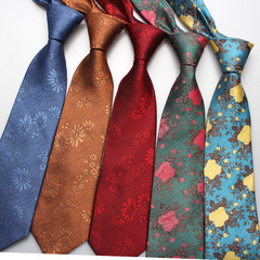 Men's Polyester jacquard business tie, solid color floral casual high-end tie, factory wholesale