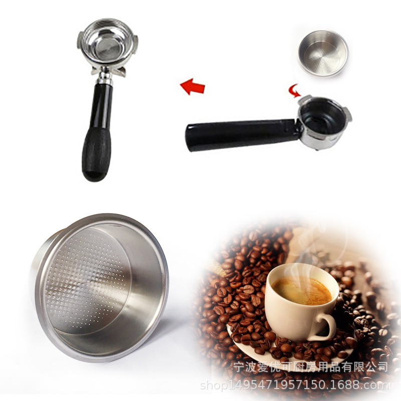 51MM máquina de café de alta presión Doble Taza 2 Taza colador poroso sin presión Americano tanque de polvo de una sola capa de acero inoxidable tazón de polvo