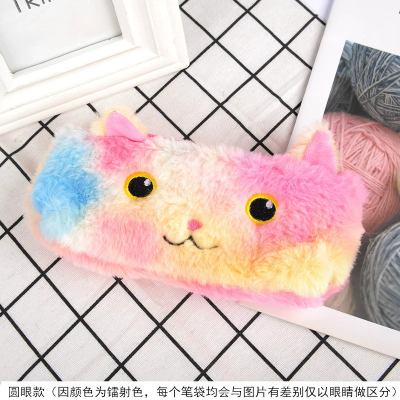 Plush pencil case for elementary school students, stationery, storage bag, for import, kitten, wholesale