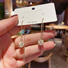 Silver needle, earrings, advanced accessory, silver 925 sample, cat's eye, flowered, high-quality style, wholesale