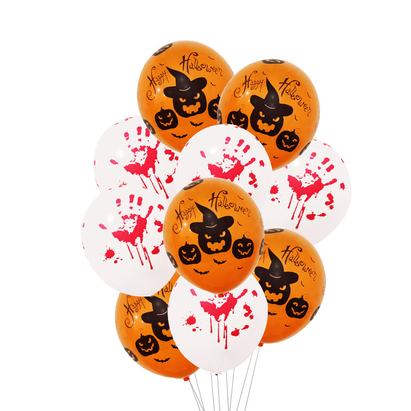 Halloween globo decoración fantasma cráneo calabaza murciélago impresión látex 12 pulgadas globo de Halloween
