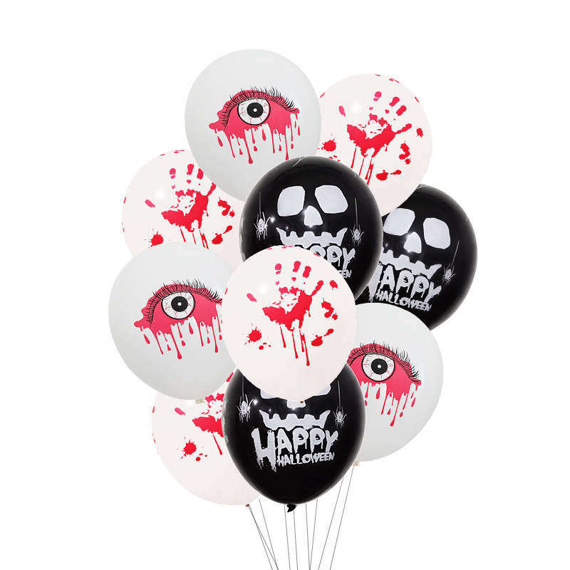 Halloween globo decoración fantasma cráneo calabaza murciélago impresión látex 12 pulgadas globo de Halloween