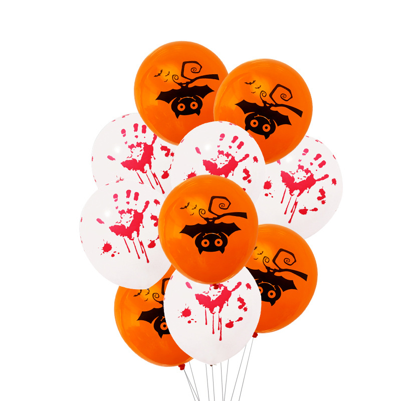 Halloween globo decoración fantasma cráneo calabaza murciélago impresión látex 12 pulgadas globo de Halloween