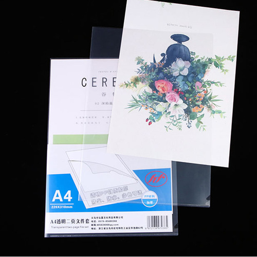 L-shaped folder waterproof protective cover wholesale single clip transparent single-page holder E310 file storage bag A4