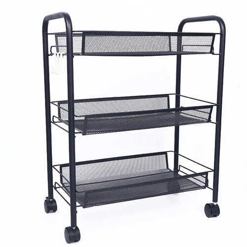 Iron wire movable cart living room storage rack organization shelf with wheels drop-down kitchen storage rack for distribution