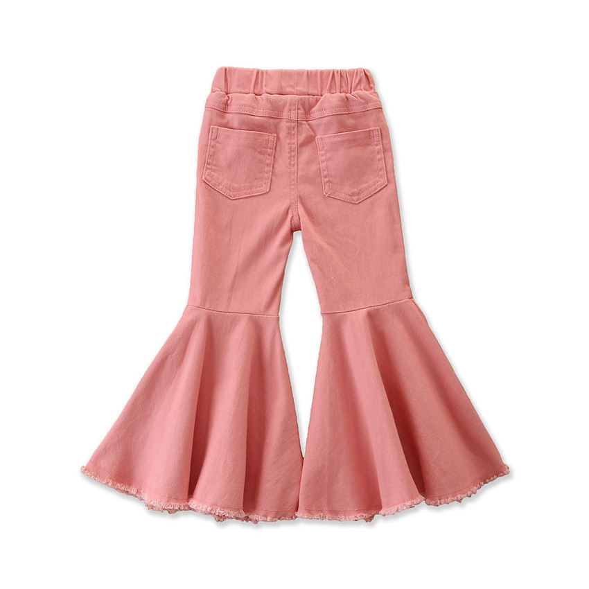 AliExpress Street Girl's Candy Powder Trumpet Jeans ins All-match Children's Fashionable Rough Edge Jeans
