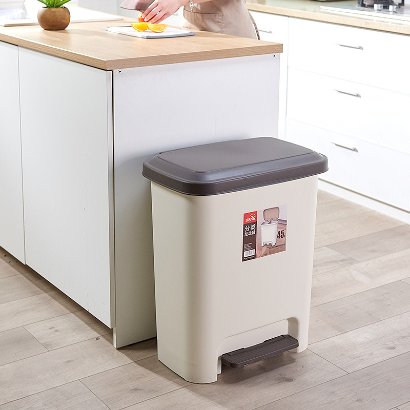 Feida Sanhe Large Capacity Dustbin with Lid Household Living Room Kitchen Double Pedal Foot-operated Two-category Dustbin Feida Sanhe Large Capacity Dustbin with Lid Household Living Room Kitchen Double Pedal Foot-operated Two-category Dustbin