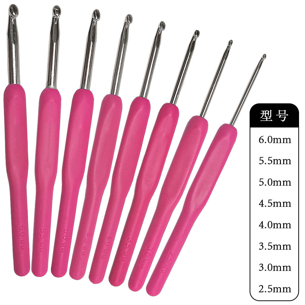 Herramientas de tejer suéter aguja gruesa suave mango de aluminio crochet multi-color mango crochet conjunto de 8 bolsas