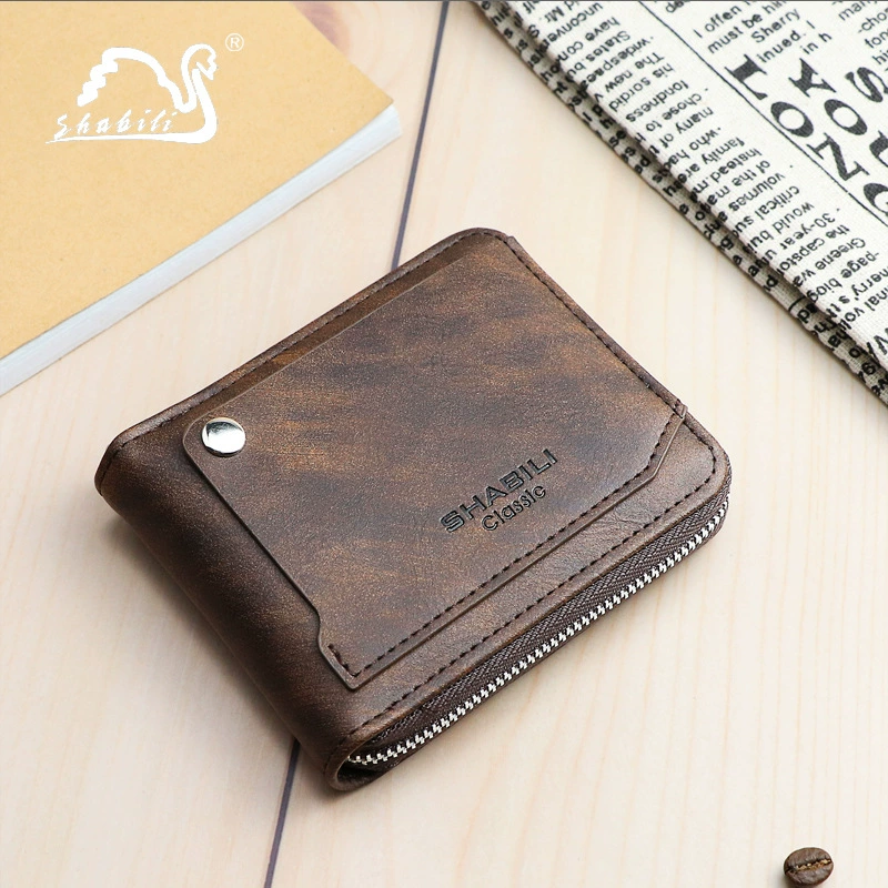 Картуха-кошелёк компактный Wallet (Shabili) с молнией, вместительный, карман на кнопке, экологическая кожа