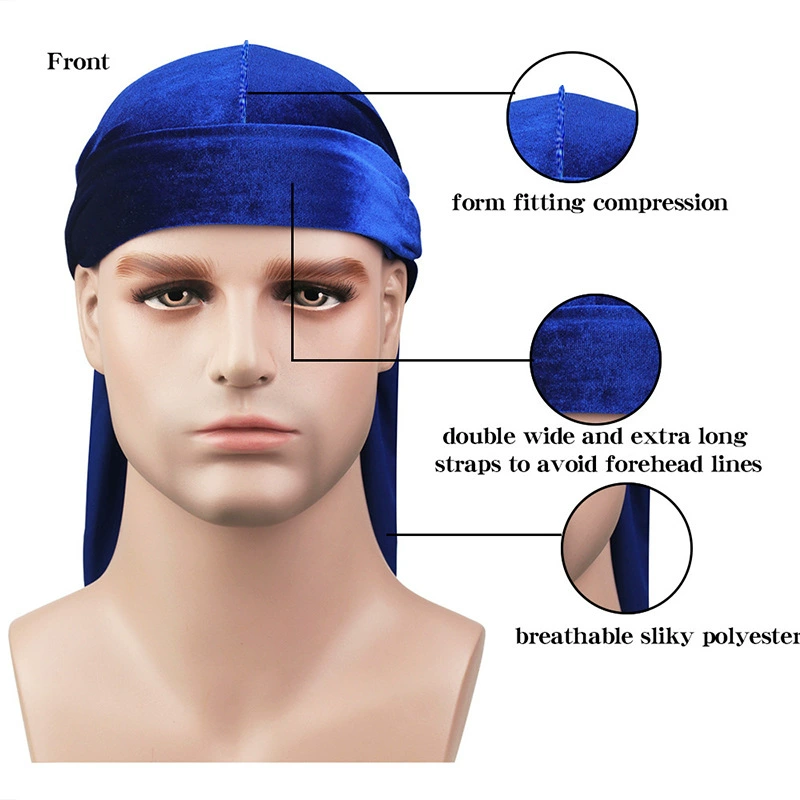 Velvet durag (Velvet swan) 100 cm, hip-hop scarf hat, oversized velvet headwrap