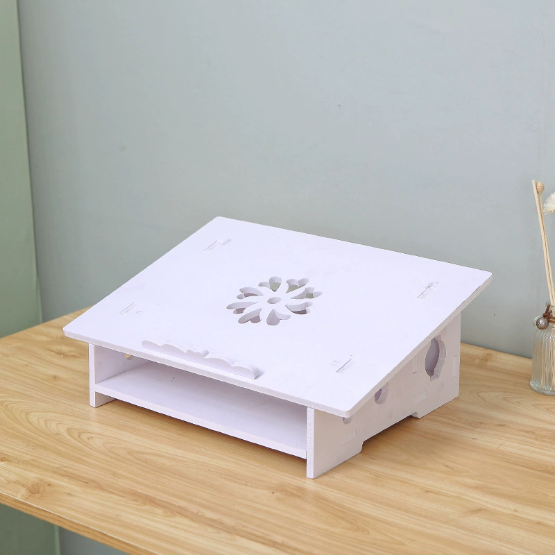 Laptop Stand Riser with Storage Shelf and Cable Hole, Adjustable Elevation for Home Office