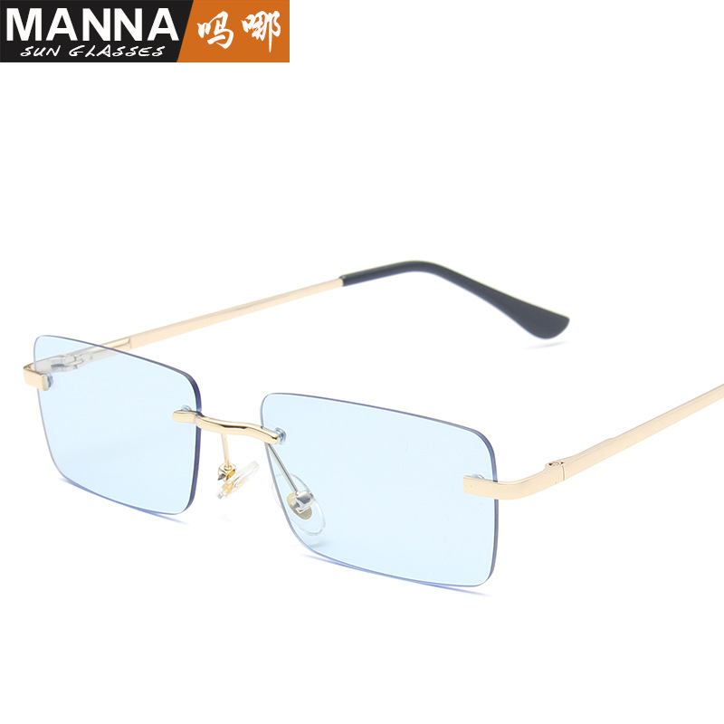 Frameless sunglasses women's square small frame ocean piece spring leg sunglasses ins trendy street photography glasses