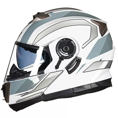 Motosiklet kaskı (dəbilqə) — Warm Anti-fog Full Helmet - white-silver-gray-m