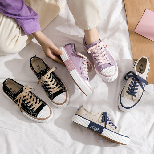 2024 Spring New Canvas Shoes Men's Shoes Korean Style Trendy Couple Biscuit Shoes Men's Casual Shoes Wholesale Cross-Border