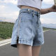 Korean style high waist Denim shorts women's loose 2020 Summer new Black gray wide leg A- line slimming hot pants ins fashion