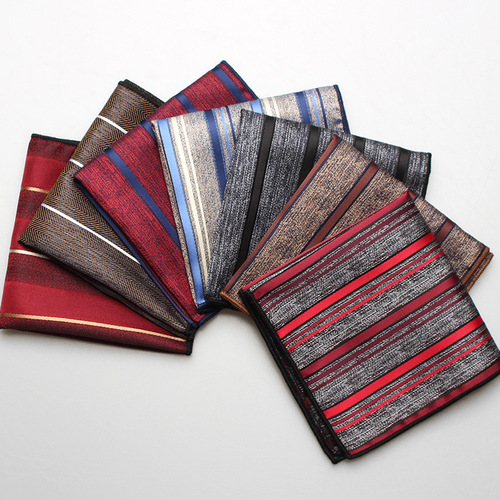 British fashion new polyester jacquard square scarf Men's suit various styles striped pocket square scarf wholesale
