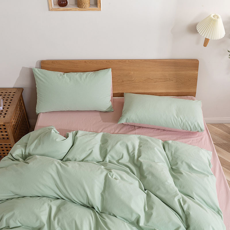New Autumn And Winter Washed Four-piece Bedding Set, Home Textile Pure Cotton 1.5m Duvet Cover, Single Three-piece Set_voghion.com