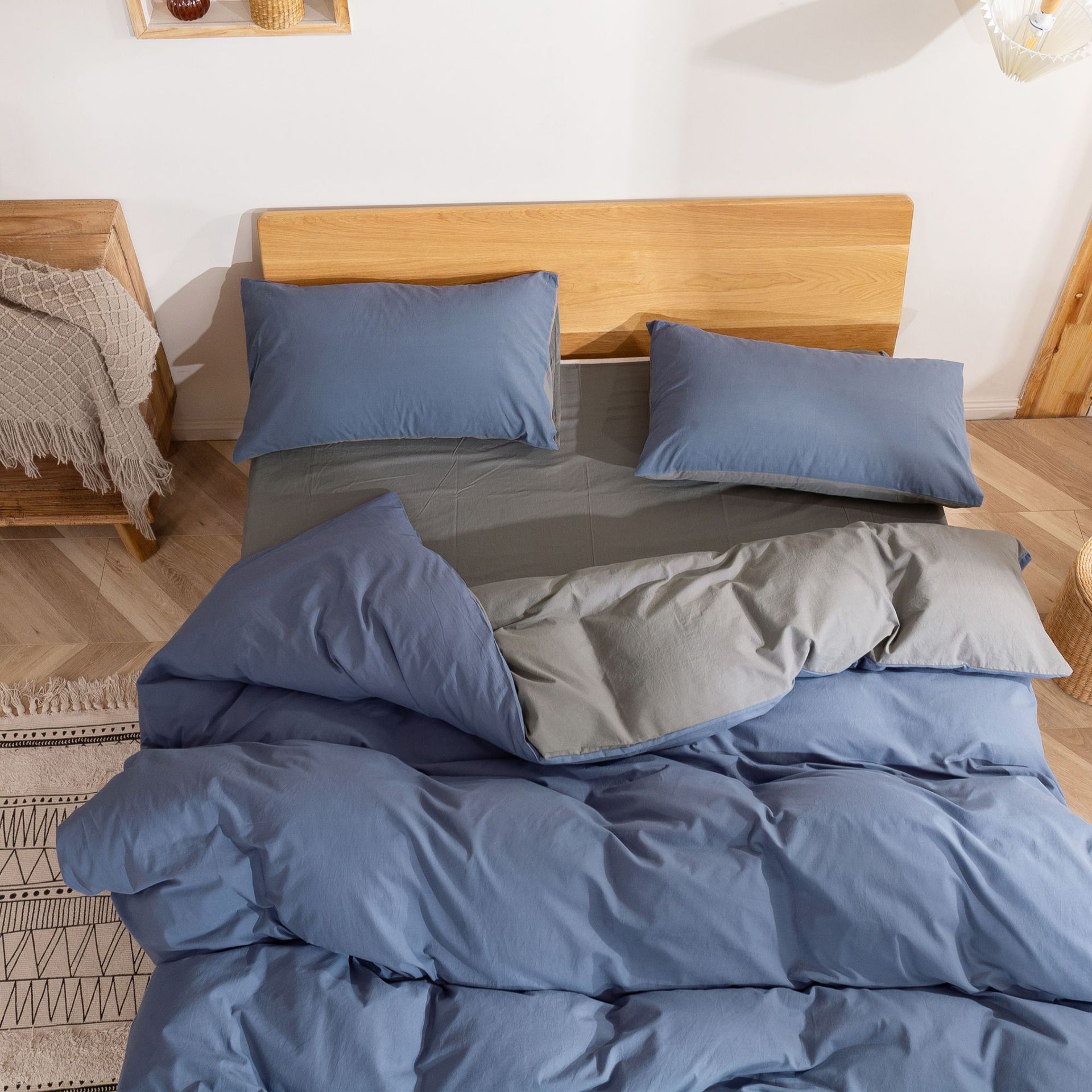 New Autumn And Winter Washed Four-piece Bedding Set, Home Textile Pure Cotton 1.5m Duvet Cover, Single Three-piece Set_voghion.com