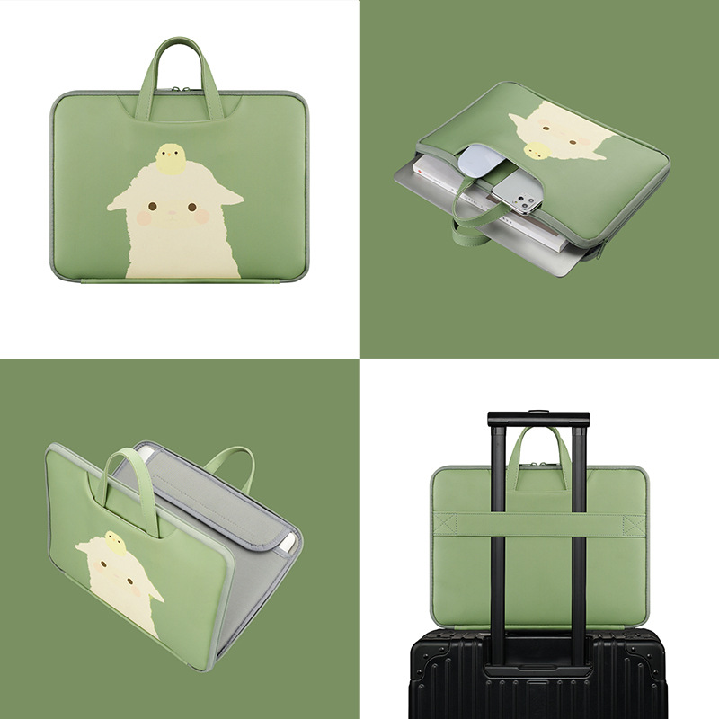 Pequeño maletín impreso fresco pequeño algodón cabeza de oveja pollo bolsa de forro portátil creativo Lindo bolso de la computadora de dibujos animados