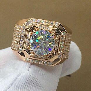Cross-border Hot Selling Fashion Simple Copper Micro Set Artificial Gemstone Ring Temperament Crystal Diamond Ring All-match Simulation Ring