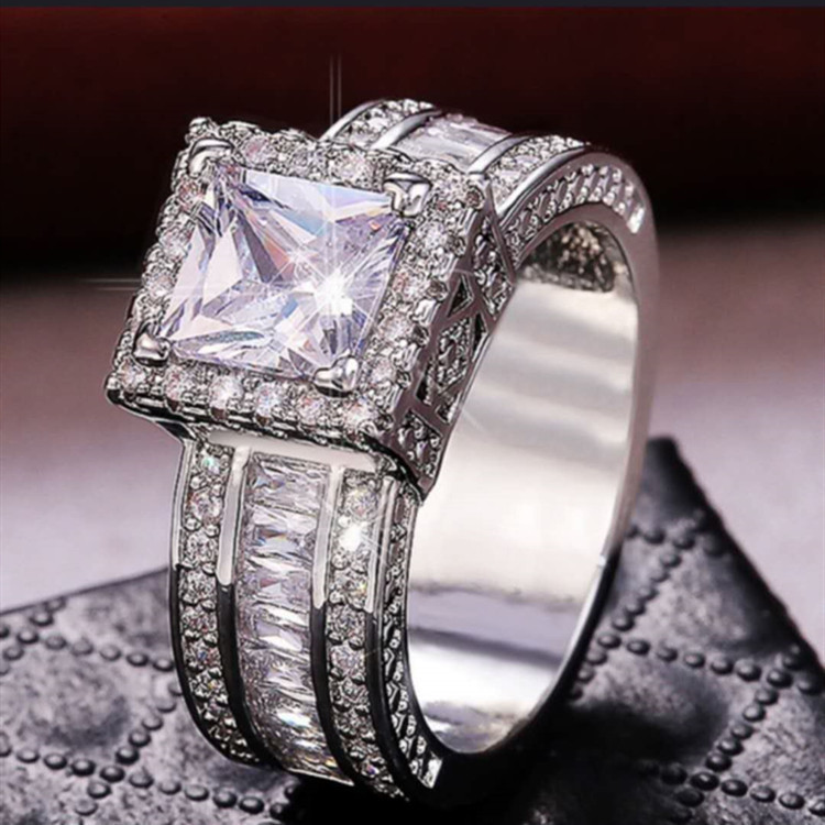 Chenrui Wish Cross-Border Silver Fashion Women's Ring Engagement Fashion European and American Ring Jewelry Direct Sales