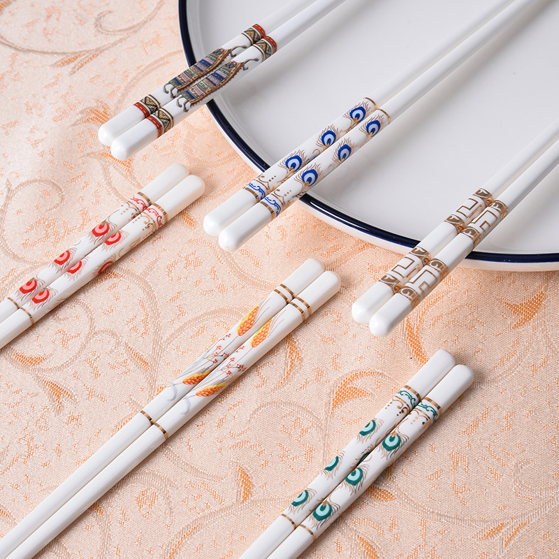 새로운 중국 스타일 구운 꽃 가족 초상화 세라믹 젓가락 가족 구성원 패턴 식기 개인 식기 공장 직접 공급