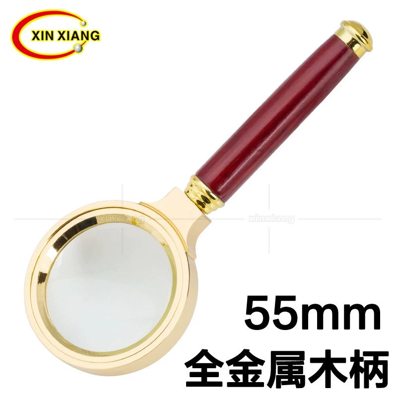 10 раз 55 мм имитация розового дерева твердой деревянной ручкой оптическое стекло линза увеличительное стекло полностью металлическая рамка подарок промотирования подарок