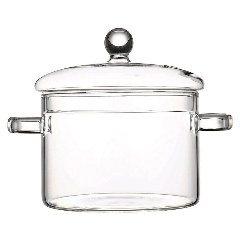 Стеклянная похлебочная кастрюля, стекло borosilicate, 1400 мл, двойная ручка, безопасна для открытого огня и керамической плиты