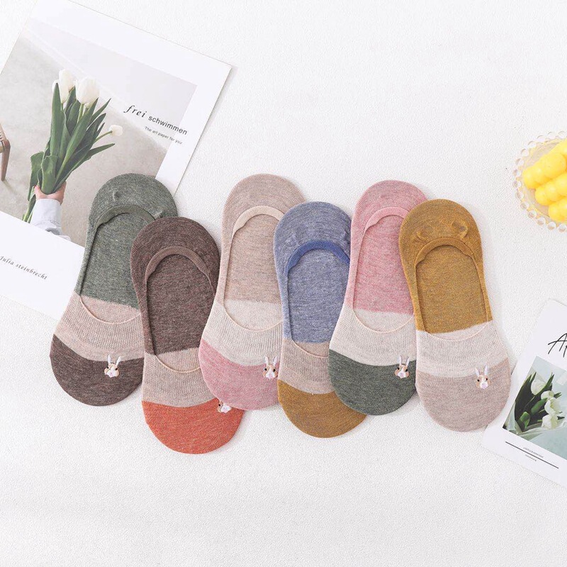 Japanese Style Stripesd Socks New Embroidered Rabbit Women's Boat Socks Cute Cartoon Animal Women's Invisible Socks Japanese Style Stripesd Socks New Embroidered Rabbit Women's Boat Socks Cute Cartoon Animal Women's Invisible Socks