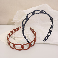 Instagram-famous hollow-out hairband, minimalist solid-color headband with wide edge—perfect for holding back hair; trendy Korean-style girls' hair accessory.